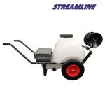 120-ltr Battery powered Softwash Barrow with chemical resistant pump and hose reel